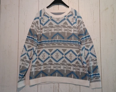 Mossimo Supply Co Men Sweater Size XXL Gray Blue 100 % cotton Aztec - Image 1 of 4