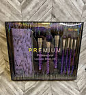 NEW Premium Professional Cosmetic Brush Gift Set Purple Chrome 8PC Includes Case