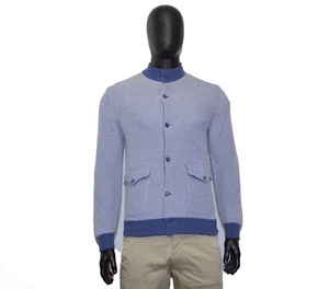 RRP950$ Men's DORIANI CASHMERE Sweater 52IT 42US/UK M Blue 100% Cotton Zilli - Picture 1 of 12