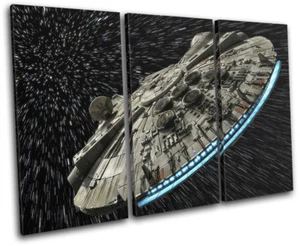 Star Wars Millennium Falcon Gaming TREBLE CANVAS WALL ART Picture Print - Picture 1 of 1