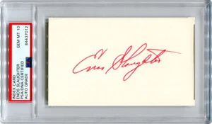 Enos Slaughter Autographed Index Card PSA Auto Grade Gem Mint 10 - Yankees HOF - Picture 1 of 1