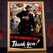 Merchant Navy WWII Propaganda Poster - WW2 British Military Prints Reproduction