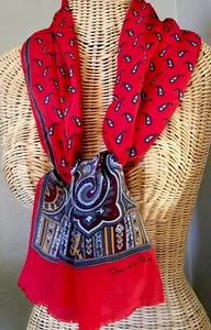 Oscar De La Renta Original Italy SILK Scarf 50”x 10” PERFECTO - Picture 1 of 3