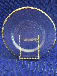VINTAGE SILVER TRIM / RIM TEXTURED GLASS PLATES 7 3/4” MADE IN FRANCE - Picture 1 of 8