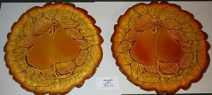 2 Tiara Indiana Glass 8" Plates Burnt Honey SWEET PEAR Avocado - Picture 1 of 8