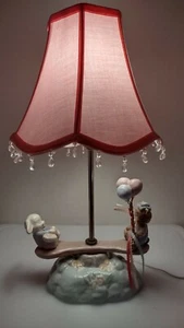 18" Baby Bunny and Bear Playing Teeter/ Tottering/seesawing  Nursery Table Lamp - Picture 1 of 12