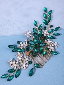 Women'S Crystal Pearl Hair Comb Rhinestone Flower Leaf Hairpin Bridal Wedding He - Picture 1 of 12