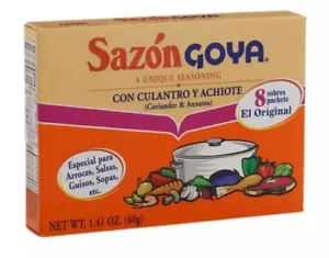 Sazon Goya•Seasoning W/ Coriander & Annatto, 8 Packets/1.41 oz (BB: Oct/2029) - Picture 1 of 3