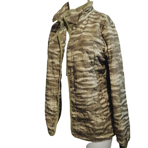 Merrell Puffer jacket Medium Snap Button Women camouflage pockets collar ribbed - Picture 1 of 11