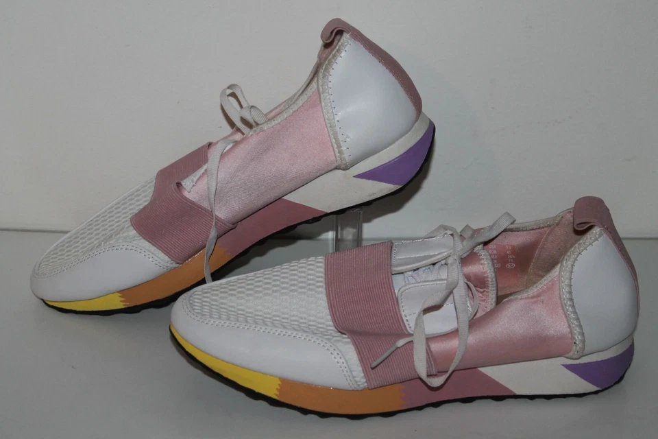 Zapatilla deportiva informal Brash, #7056558, blanca/rosa/ppl, tela, para mujer talla 9,5 de EE. UU. Foto 1 de 4