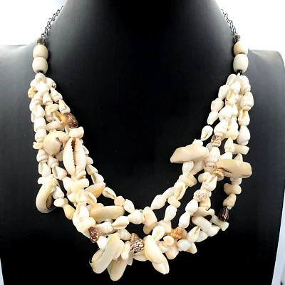 Collana vintage anni '70 con conchiglie corallo bianco argento 925 Made in Italy - Immagine 1 di 4