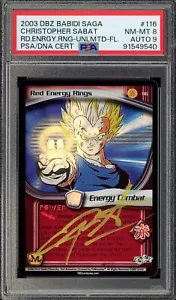 PSA 8 MINT 2003 DBZ Score Babidi Saga Red Energy Rings Foil Chris Sabat Signed - Picture 1 of 2