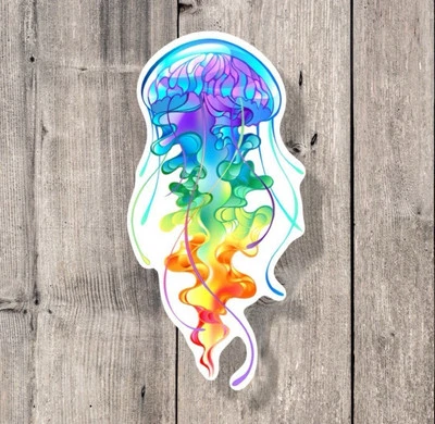 Pegatina de vinilo colorida de medusas pegatina para computadora portátil botella de agua calcomanía Foto 1 de 4