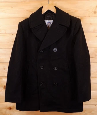 Vintage DSCP Wool Military Pea Coat Jacket 40 Reg Black - Image 1 of 4