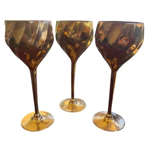 Set 3 calici da vino vintage in ottone con design a vortice - Foto 1 di 9