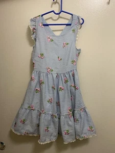 Rare Editions Mädchen Kleid Größe 8 Blau Gingham Rosa Bestickt Blumen Brustumfang 26 Zoll - Bild 1 von 11