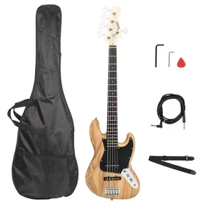 Glarry Gjazz Electric 5 String Bass Guitar With Bag Neck Maple - Picture 1 of 8
