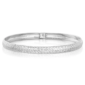 Savlano 14K Gold Plated Over 925 Sterling Silver Solid Diamond Cut Bangle Bra... - Picture 1 of 4