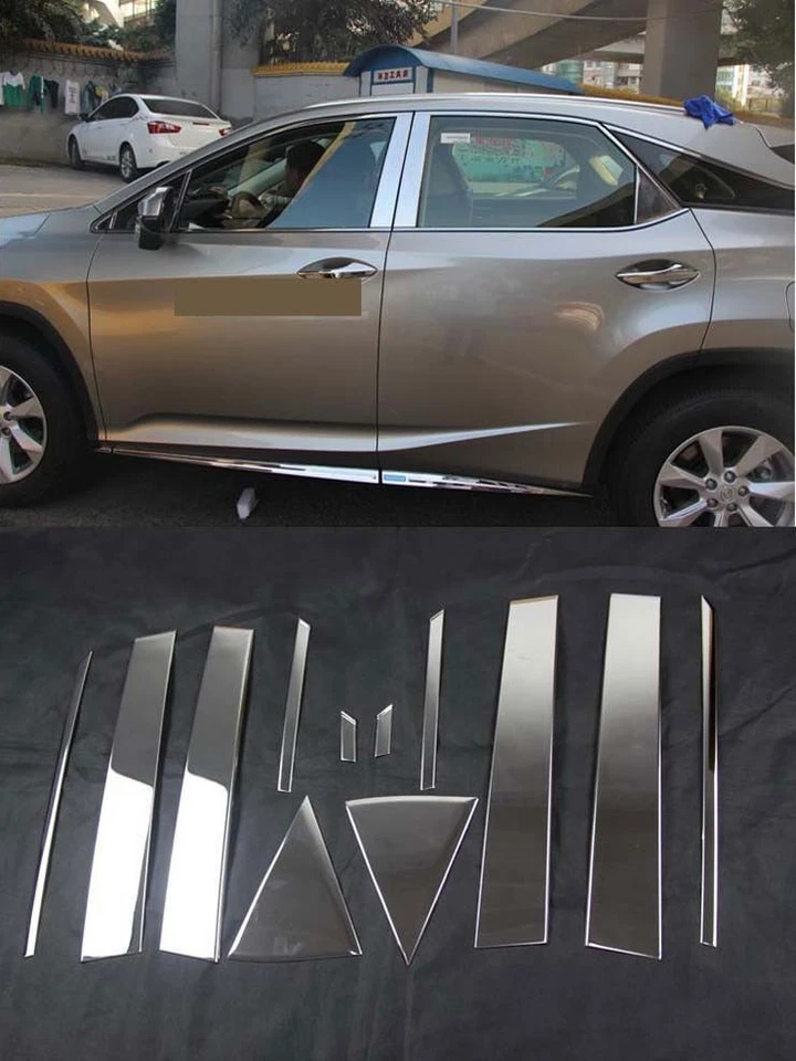 Cubiertas de ventana de poste de pilar de coche para Lexus RX350 RX450H 2016-2022 cromadas Foto 1 de 4