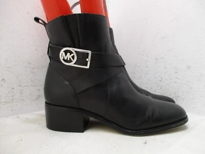 Michael Kors Mujer Cuero Negro Cremallera Lateral Moda Botines Talla 7 M Foto 1 de 4