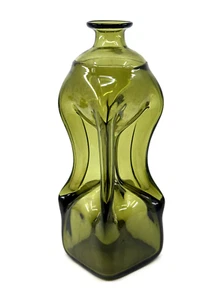 Botella de arte vintage PLUS GLASS Ransfjord NORUEGA pellizcada GLUG DECANTADOR MCM verde - Imagen 1 de 10