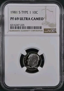 1981-S Roosevelt Dime Type 1 PF69 ULTRA CAMEO NGC Bx16 - Picture 1 of 1