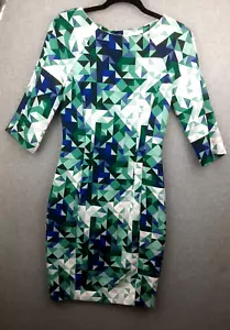 H&M Size 6 3/4 Sleeve Fitted Geometric Print Stretch Comfy Dress - Picture 1 of 10