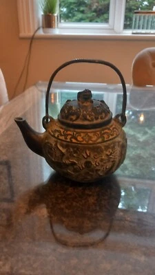Chinese Metal Teapot  Grey/green Colour - Image 1 of 4