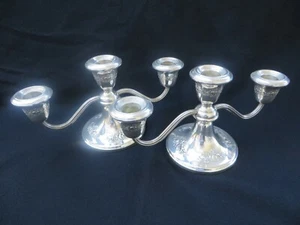Pair of Sterling Gorham Candelabra 3 Lights Candlesticks #872 Victorian-Chased - Picture 1 of 12