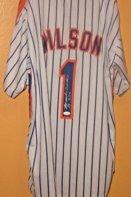 Mookie Wilson Signed Autograph Custom Jersey JSA Auto New York Mets Inscription - Image 1 of 4