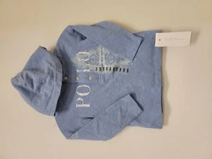 Polo Ralph Lauren BLUE Boy's L/S Hooded T-Shirt, US 12 Months - Picture 1 of 1