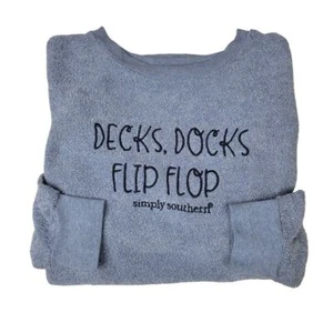 Simply Southern “Deck, Dock, Flip Flop” Crew Neck Sweatshirt- Size Large - Picture 1 of 12