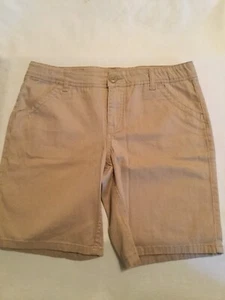 Size 10.5 Justice shorts uniform khaki flat front button zipper Girls - Picture 1 of 4