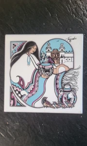 DE COLECCIÓN AZULEJOS TEISSEDRE NAVAJO MUJER CON OLLAS Y CODORNICES 1991 6" CUADRADO - Imagen 1 de 8
