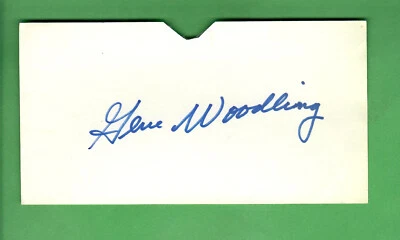 TARJETA ÍNDICE FIRMADA POR GENE WOODLING AUTÓGRAFO DE 3,5"X7" DE LOS YANKEES DE NUEVA YORK CON CERTIFICADO DE AUTENTICIDAD Foto 1 de 4