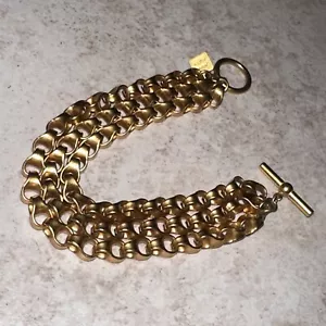 Vintage Anne Klein Gold Tone Triple Link Chain Elegant Toggle Bracelet - Picture 1 of 9