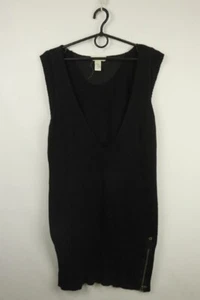 Diesel Black Cotton Zipper Cable Knit V-Neck Sleeveless Pullover Mini Dress L - Picture 1 of 17
