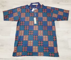 Vintage Jack Nicklaus Herren Gr. XXL Golf Polo All Over Karo & Streifen Print Baumwolle - Bild 1 von 14