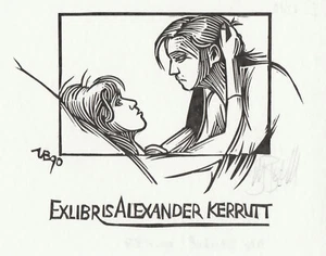 Exlibris - UTZ BENKEL - für Alexander Kerrutt - Paar - signiert - Bild 1 von 1