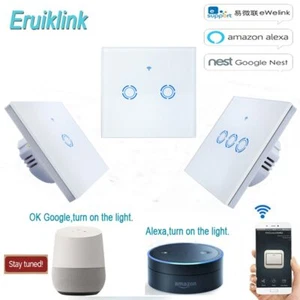 EU Wifi Light Switch Glass Panel Touch LED Light Switch for Smart Home Wireless - Picture 1 of 9