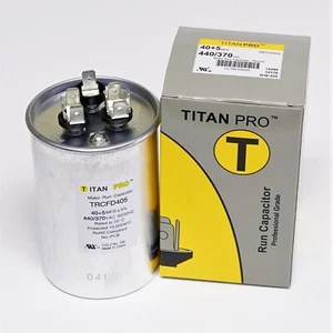 TitanPro TRCFD405 HVAC Round Dual Motor Run Capacitor. 40/5 MFD/UF 440/370 Volts - Photo 1/4