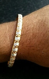 Bicolor Silber vergoldet Designer Sikh Singh Khalsa Kara Armreif Punjabi Kada - Bild 1 von 7