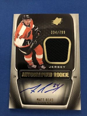2011-12 SPX Rookie Matt Read 192 Philadelphia Flyers Autograph Black Jersey - Image 1 of 2