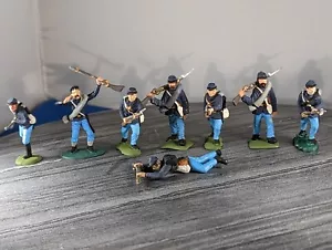 45mm Union Infantry Soldiers Hand Painted Plastic Civil War Advancing Reloading - Picture 1 of 17