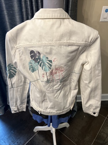 UNDERCOVER Victoria Victoria Beckham giacca jeans bianca media?? Palme ricamate