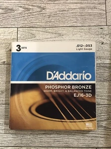 D'Addario EJ16-3D Phosphor Bronze Light Acoustic Guitar Strings 3 Sets EJ16-3D - Picture 1 of 3