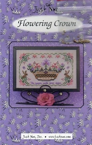 JUST NAN "FLOWERING CROWN" CROSS STITCH CHART & EMBELLISHMENTS (JN243) 2012 - BN - Picture 1 of 1