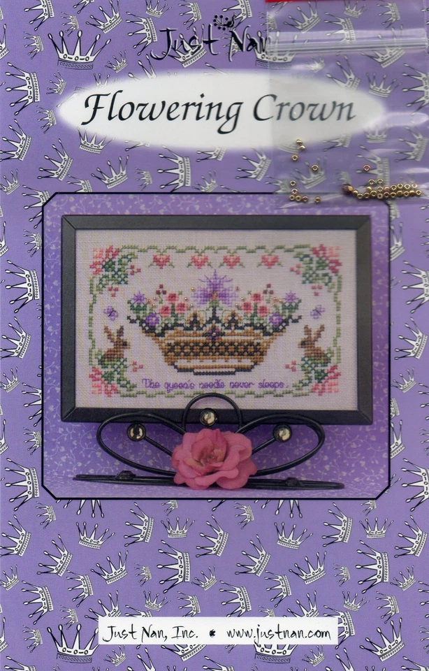 JUST NAN "FLOWERING CROWN" CROSS STITCH CHART & EMBELLISHMENTS (JN243) 2012 - BN - Image 1 of 1