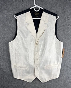 Scully Vest Men's Large Paisley Ivory Buckle Back Western Dress Formal NWT - Picture 1 of 7