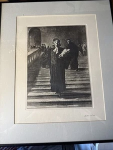 Vintage Bleistift Kunst Portrait von Dan MIER es ist ein 18 x 15 Rahmen - Bild 1 von 6